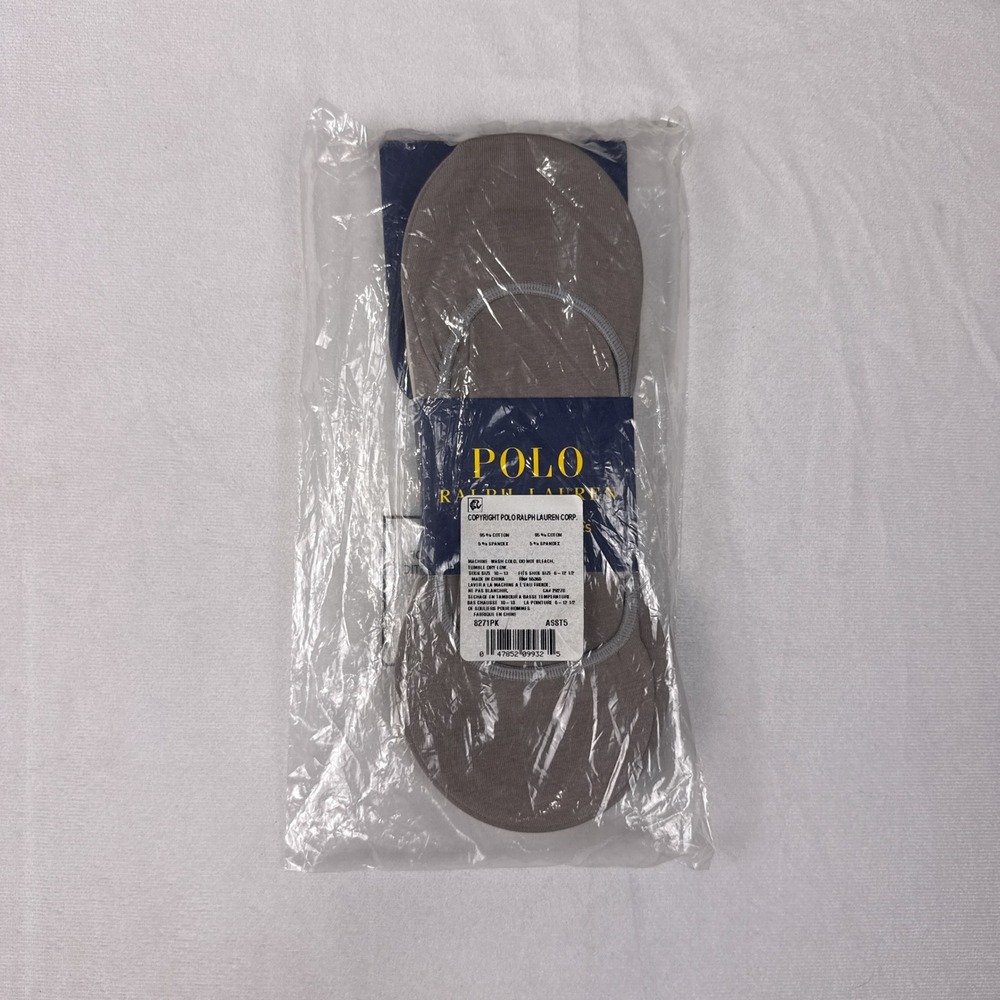 Polo Ralph Lauren Men No Show Liner Socks 3pk Size 10-13 Gray Navy Black Cotton